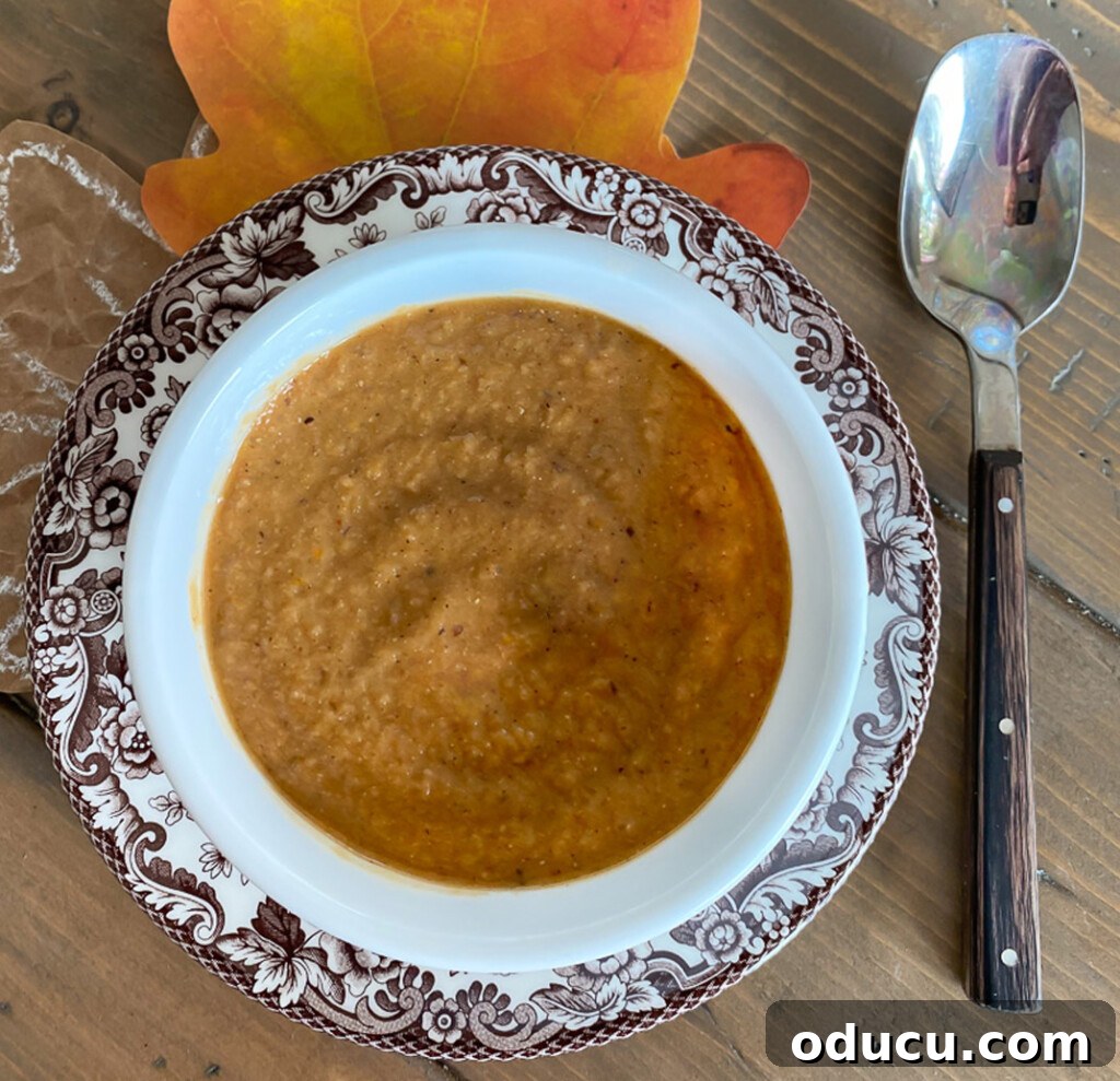 Cozy Autumn Bean and Greens Soup 7 close up of black-eyed pea soup, showing its rich texture