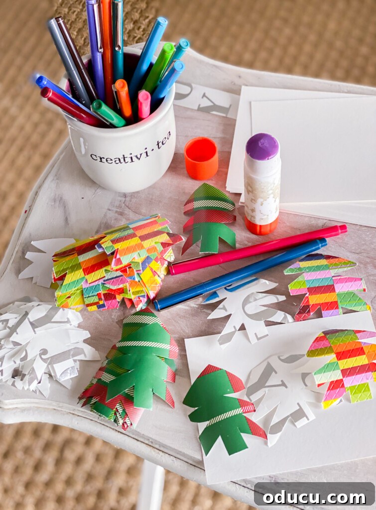 Crafting area to make easy handmade Christmas cards