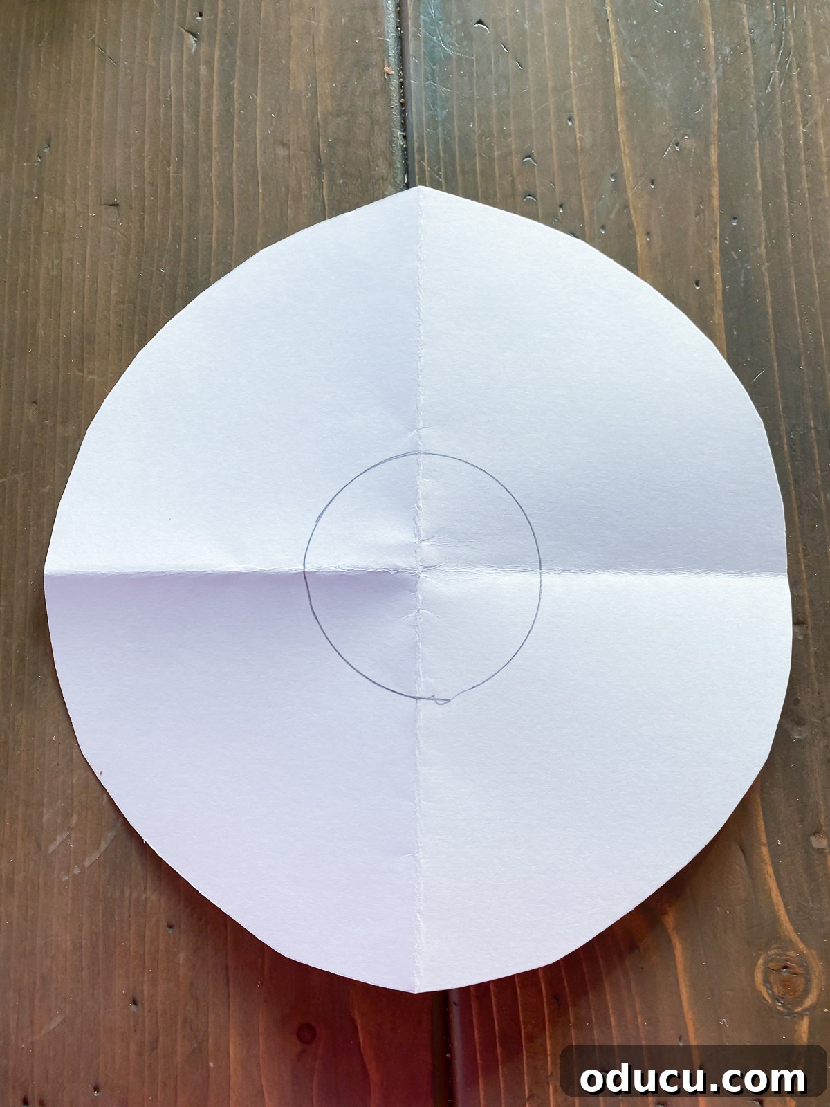 Round paper disc used to make doily placemat.