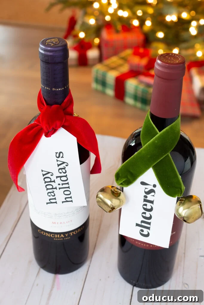 Holiday printable Gift tags for wine bottles