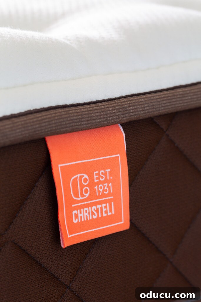 Christeli Charleston Mattress: What You Need to Know 4 Orange Christeli mattress label that says Est. 1931
