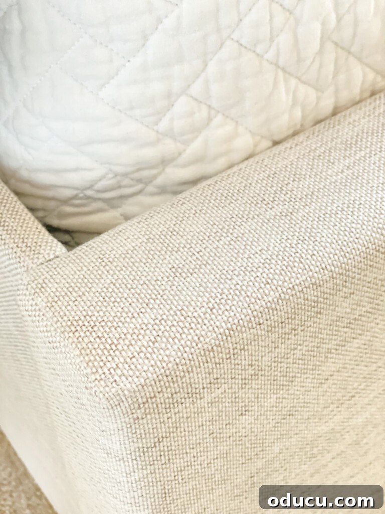 Christeli Charleston Mattress: What You Need to Know 7 close up of Eastman bed frame in the color oat.