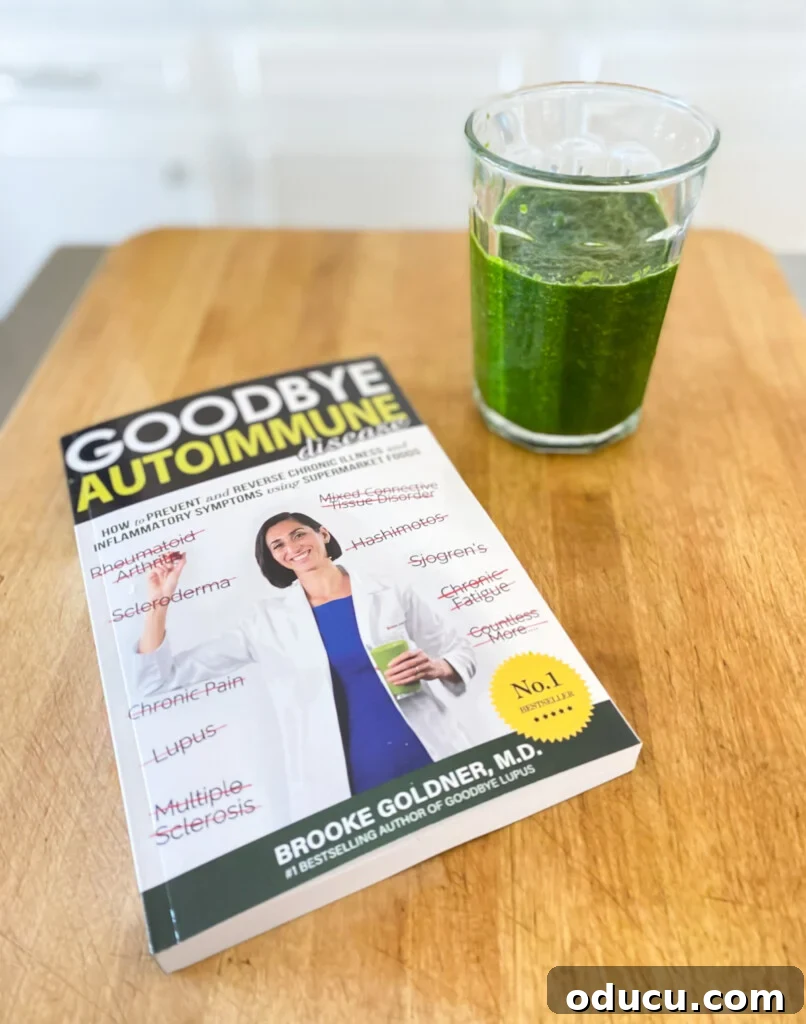 The Friday Connection 8 A book titled 'Goodbye Autoimmunity' resting on a surface, suggesting a focus on health and healing.