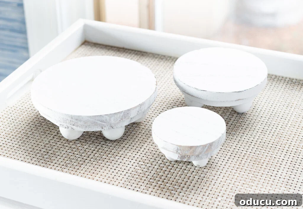 The Curious Case of My Lamp's Little Lift 6 3 wood risers that can be used to add height and focus to decor displayed on tables and kitchen counters.