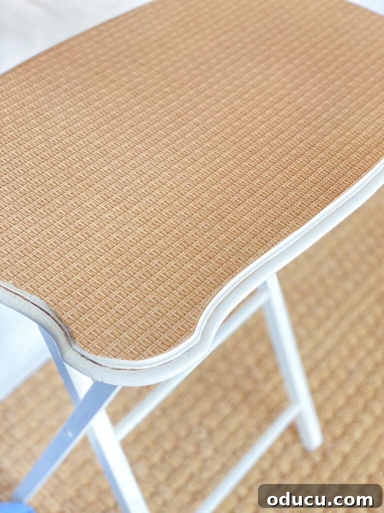 Decoupage Furniture Made Simple Your Visual Step by Step 4 wallpaper on furniture - wicker print on top of a wood tray table