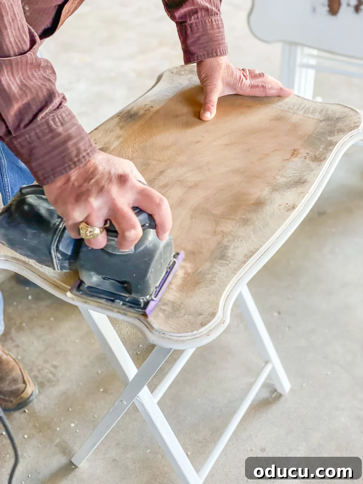 how to sand furniture before decoupage.