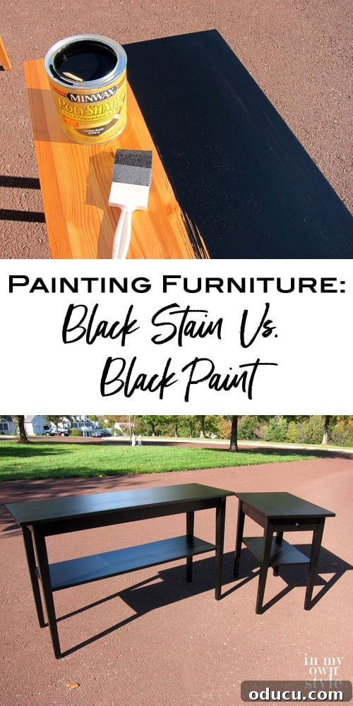 Image graphic showing one step in the process and on the bottom the finished tables. 