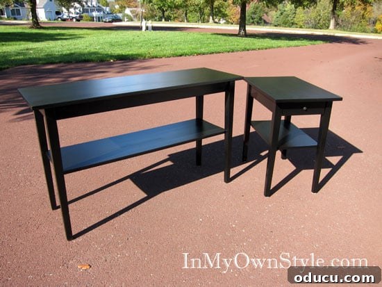Finished black stained tables. i