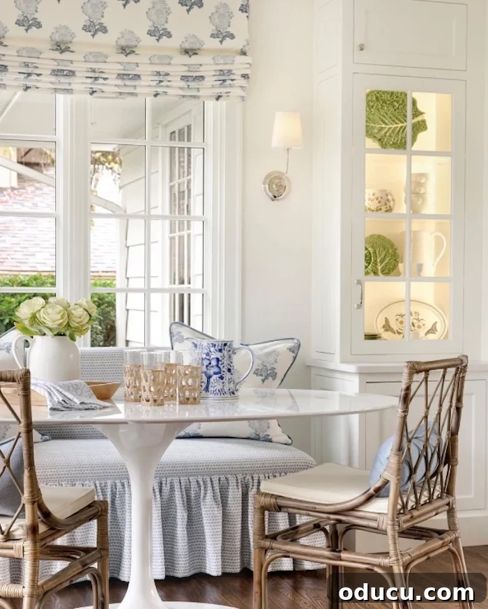 Style Recon 151 2 Beautifully decorated kitchen table with white, blue, and green accents.