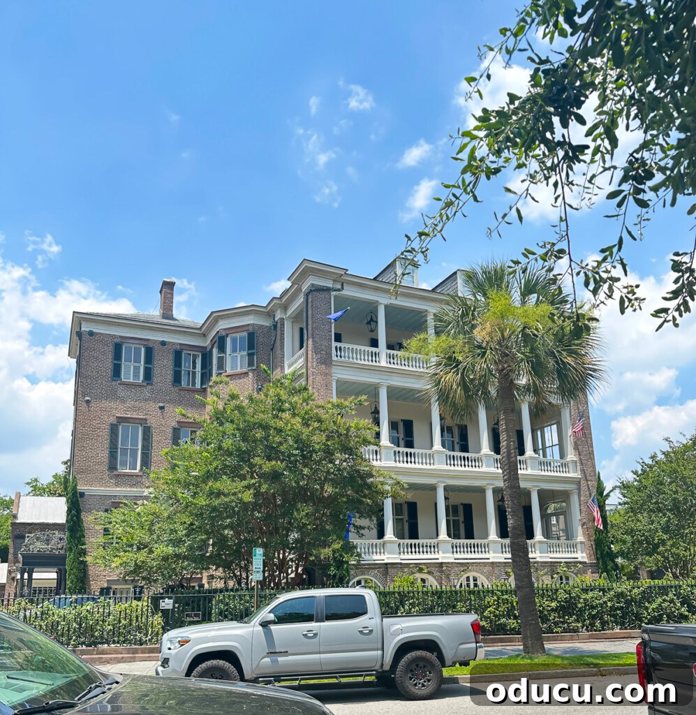 a brick mansion along the harbor in Charleston, SC
