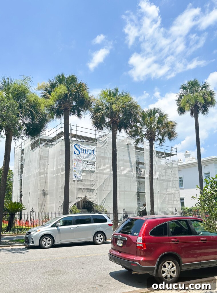 A Charleston mansion in the Battery being renovated.