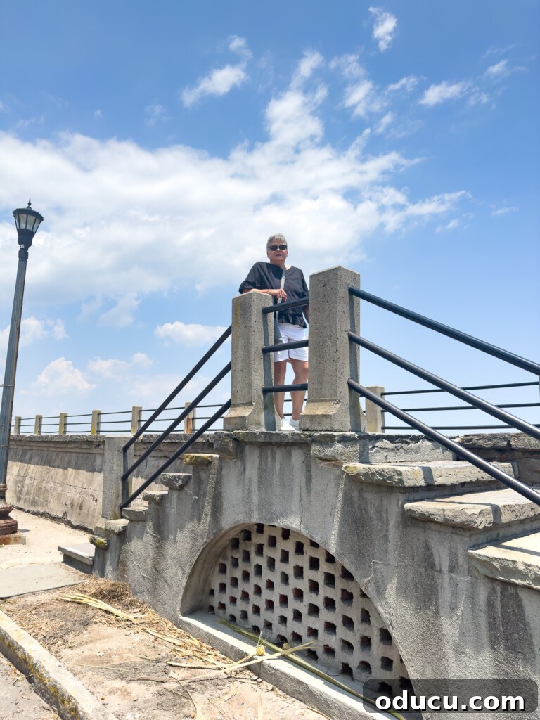 My sister on the Charleston harbor walkway