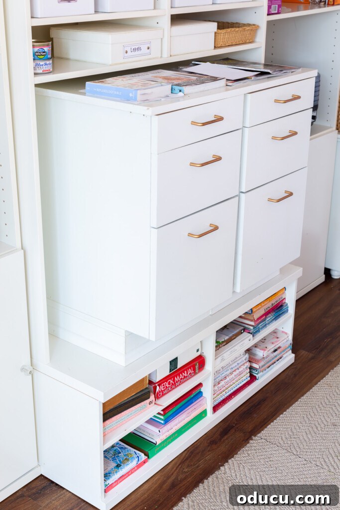 Modern Kitchen Renovation Butler Pantry and Hidden Murphy Door 11 two file drawers placed into a shelving unit from IKEA