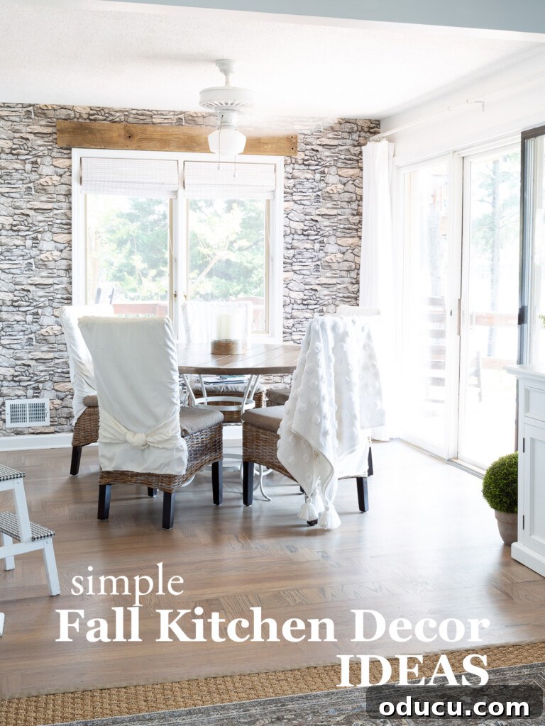 Mutfağımda Sonbahar Esintileri: Büyük Bir Yenilik Geldi! 31 simple fall kitchen decor ideas in a neutrally decorated space.