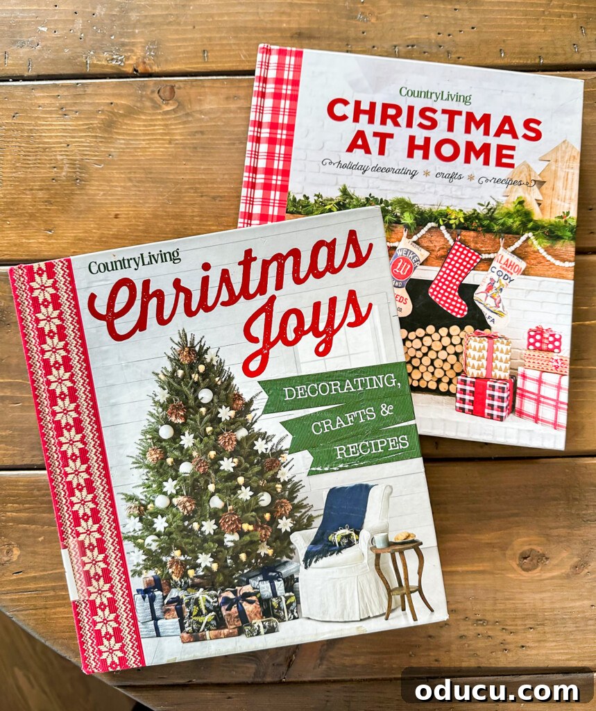 Unwrap the Magic: Best Christmas Decorating Reads 3 Classic Country Living Christmas decorating books. Christmas at Home and Christmas Joys.