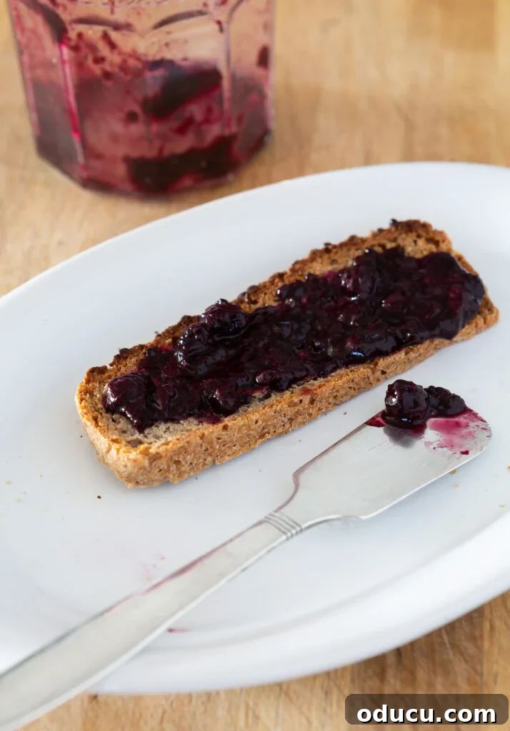 Buckwheat Toast Your Deliciously Wholesome Go To Snack 5 A slice of crispy buckwheat toast generously spread with vibrant, homemade, sugar-free berry jam.