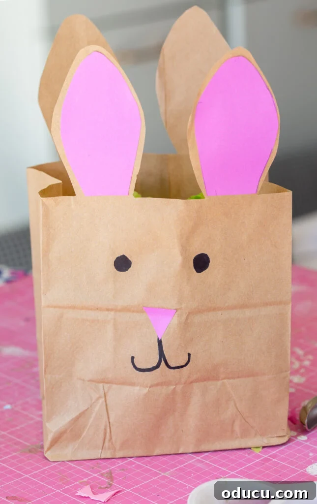 Craft Adorable Easter Bunny Gift Bags 10 Easter bunny bag craft on table