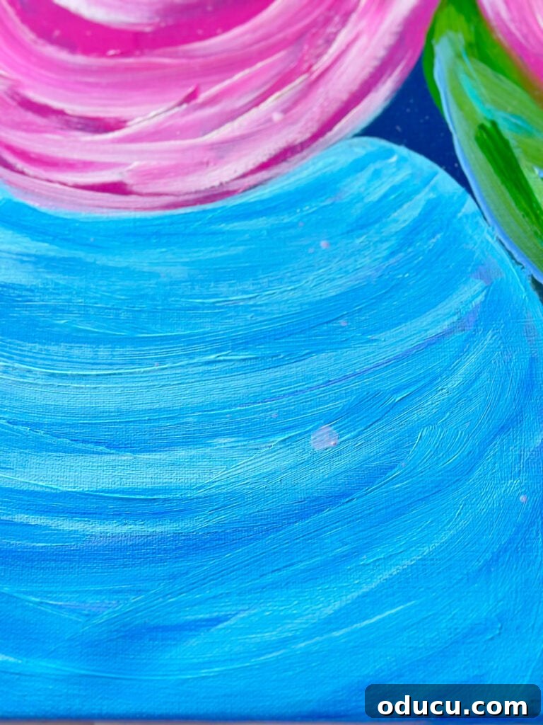 Paint Your Own Canvas: Simple Art for Everyone 12 close up of acrylic paint brush strokes on a art canvas