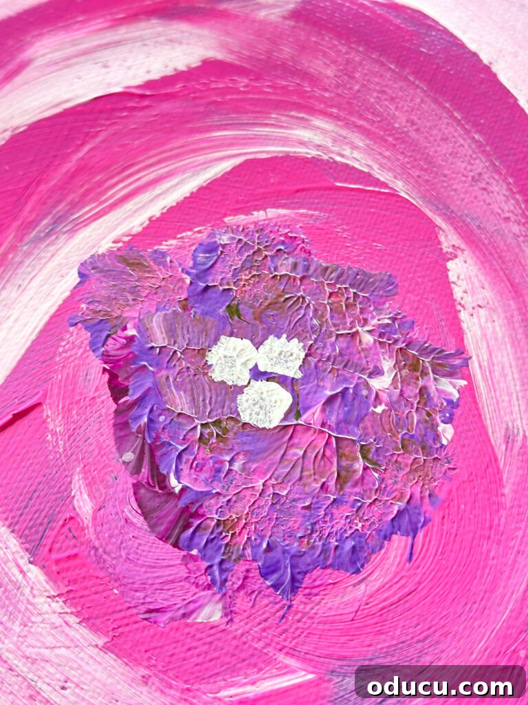 Paint Your Own Canvas: Simple Art for Everyone 14 close up of texture of acrylic paint mixed with gel medium on an art canvas.