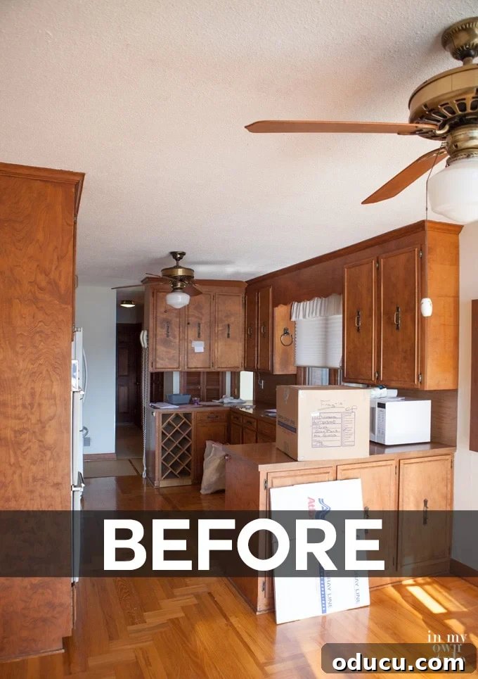 Fall Kitchen Shelves Get a Wallpaper Makeover 3 DIY Kitchen Makeover Before