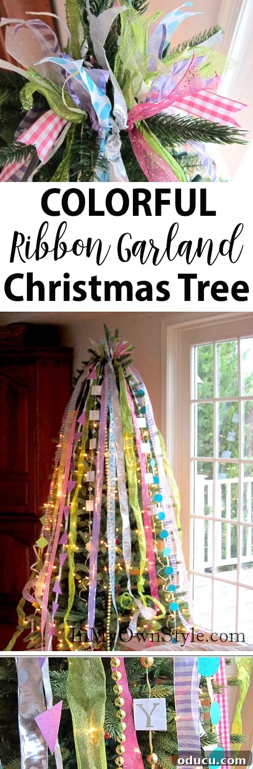 Elevate Your Tree with Stunning Ribbon Decor 2 How to make a vertical ribbon to decorate a Christmas tree garland.