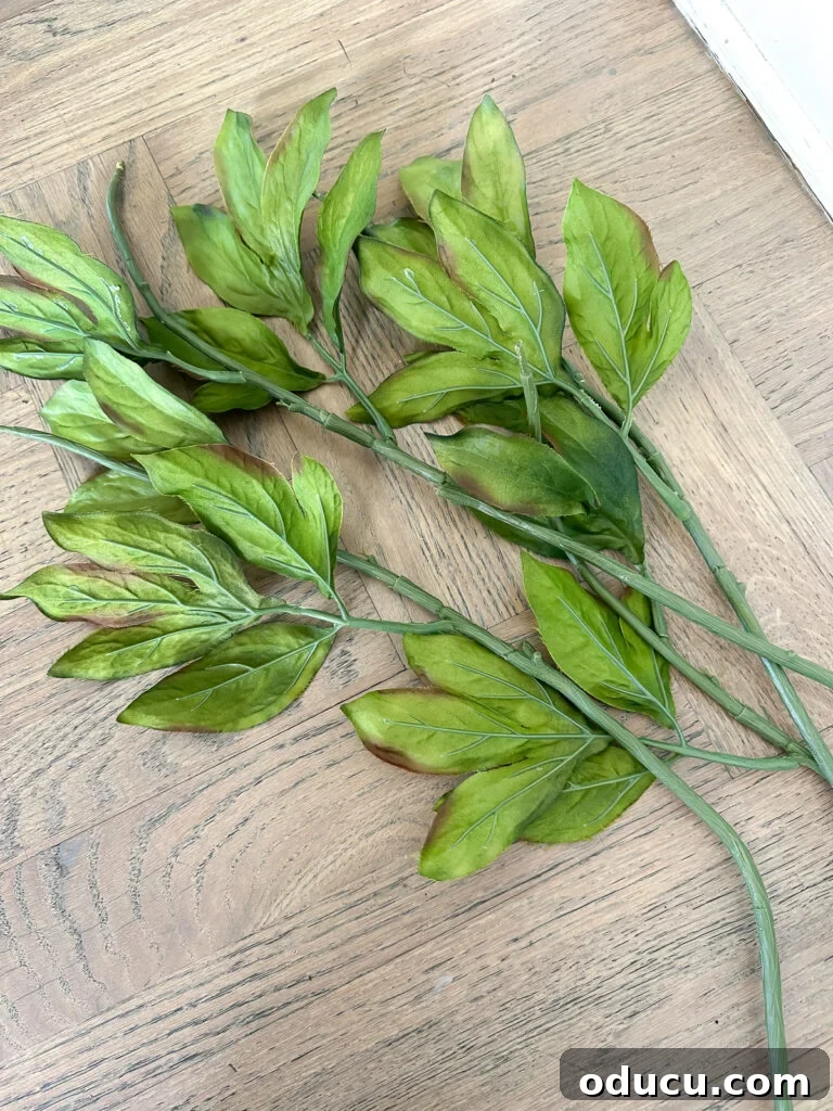 faux flower branch stems with flower heads removed